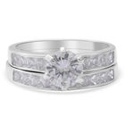 LUSTRO STELLA - 2er- Set Zirkonia Ring 925 Silber rhodiniert (Größe 18.00) ca. 5,57 ct