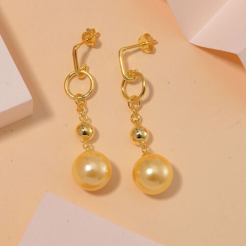 Goldene Muschelkernperle Ohrringe 925 Silber 750 Gelbgold Vermeil image number 1