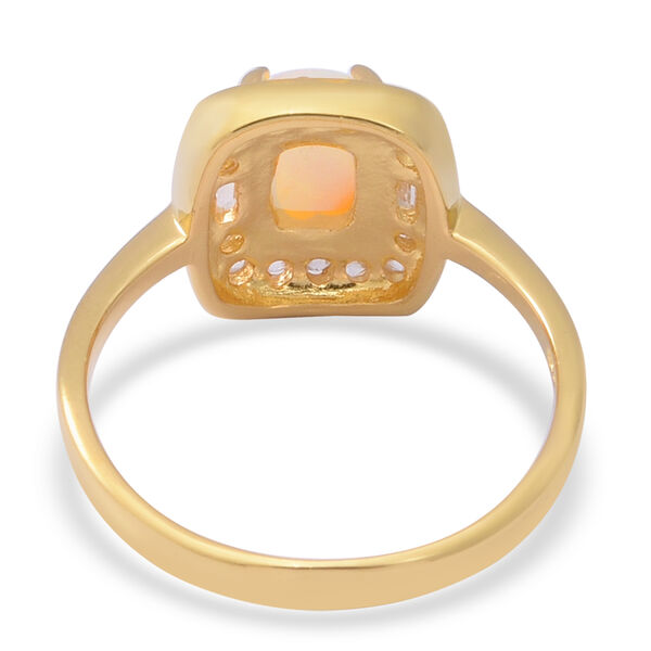 Nat&uuml;rlicher &Auml;thiopischer Opal und Zirkon Halo Ring 925 Silber vergoldet  ca. 0,89 ct image number 4