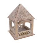 NAKKASHI - Handgeschnitztes Futterhäuschen aus Mangoholz mit weißem Finish