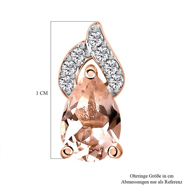 Morganit und weiße Zirkon-Ohrringe, 925 Silber Roségold Vermeil ca. 0.84 ct image number 5