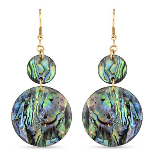 Abalone Muschel Ohrringe Reiner Edelstahl, goldfarben, ca. 0,01 ct. image number 0