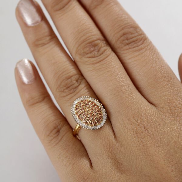 AAA Padparadscha Saphir und Diamant Ring - 1,03 ct. image number 2