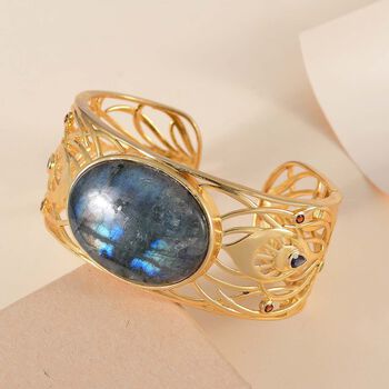 Labradorit und Multi-Edelstein-Armreif, 19 cm - 84,95 ct.