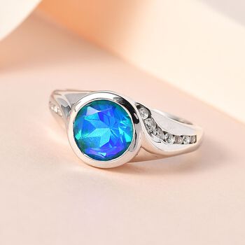 Paraiba Pfau Triplett Quarz und Zirkon-Ring - 2,73 ct.