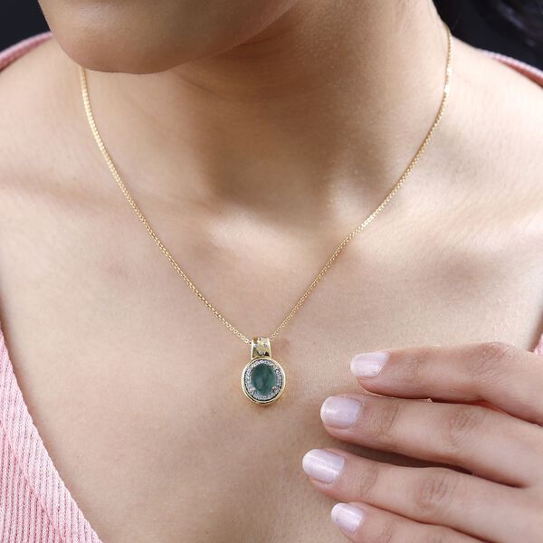 AA Grandidierit, Weißer Zirkon Anhänger 925 Silber Gelbgold Vermeil ca. 2,57 ct. image number 3