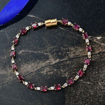 D'Joy Rhodolith Granat und Zirkon 18cm Armband - 10,46 ct.