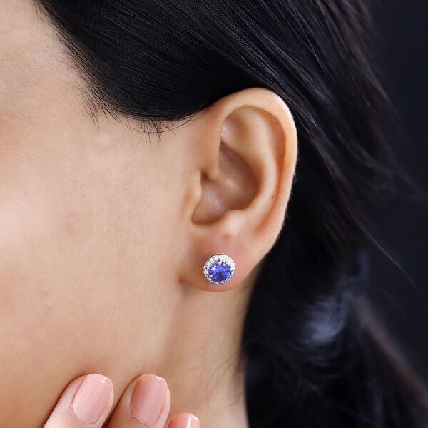 AAAA Tansanit und Diamant Ohrringe in 950 Platin - 2,38 ct. image number 9