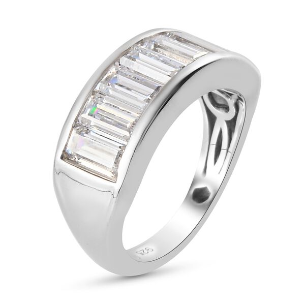 LUSTRO STELLA Hergestellt mit ZIRKONIA Half Eternity Ring 925 Silber Platin-Überzug image number 4