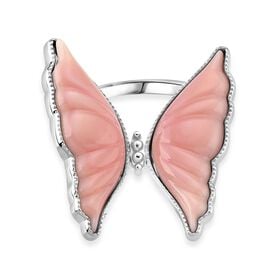 D'Joy Natürlicher Rosa Königsmuschel Perle Ring 925 Silber rhodiniert (Größe 18.00)