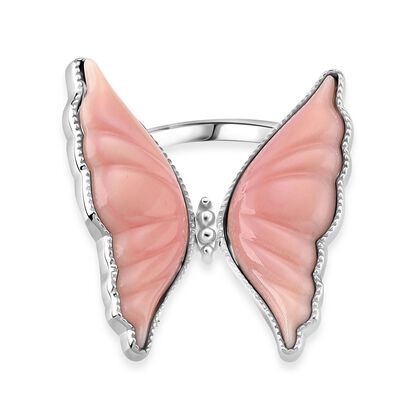 D'Joy Nat&uuml;rlicher Rosa K&ouml;nigsmuschel Perle (27x11 mm) Ring 925 Silber rhodiniert (Gr&ouml;&szlig;e 18.00) ca. 7.00 ct