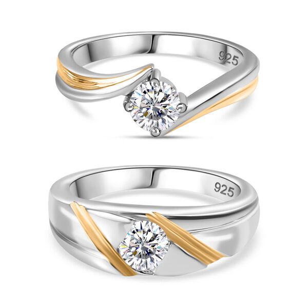 2er-Set- Moissanit Ringe - 0,90 ct.