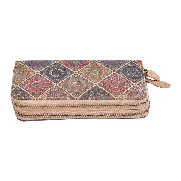Kork Brieftasche mit RFID Schutz, Mandala Muster, Größe 19x4x10 cm, Khaki image number 3