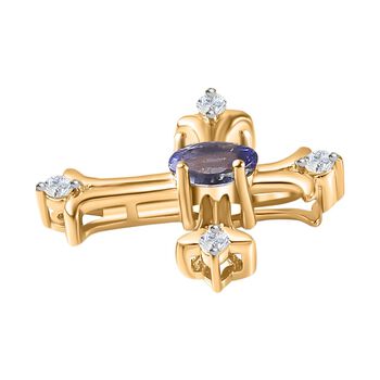 AA Smaragd und Moissanit Kreuz Anh&auml;nger - 0,34 ct.