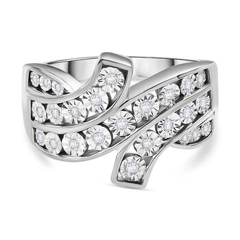 Wei&szlig;er Diamant-Ring, 925 Silber rhodiniert - 0,14 ct.