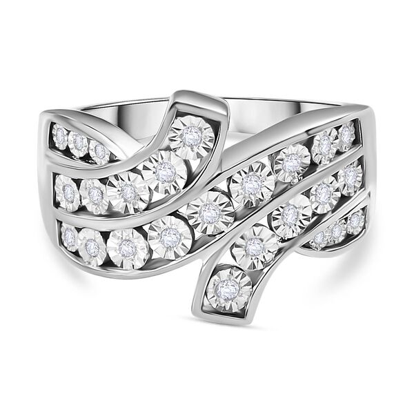 Wei&szlig;er Diamant-Ring, 925 Silber rhodiniert - 0,14 ct.