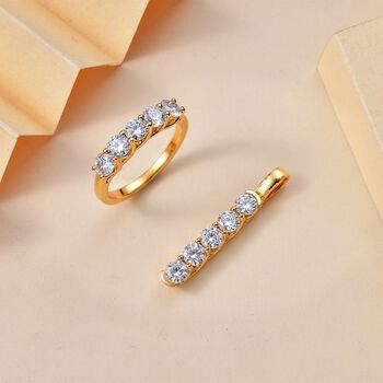 Moissanit Schmuckset, 925 Silber 750 Gelbgold Vermeil - 2,50 ct.