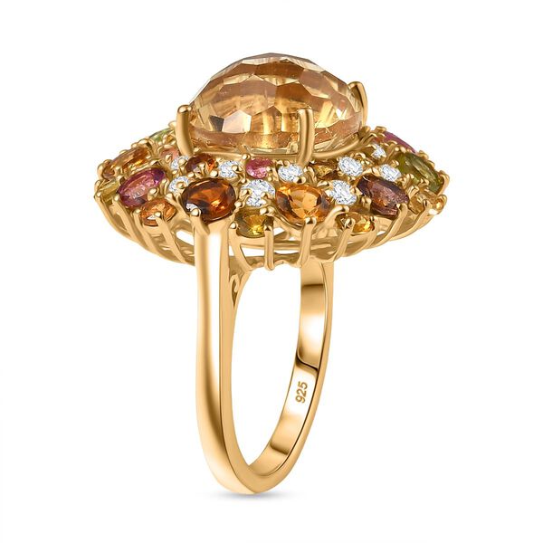 AA Citrin, Mehrfarbig-Turmalin Ring 925 Silber 750 Gelbgold Vermeil (Gr&ouml;&szlig;e 18.00) ca. 10,75 ct image number 5