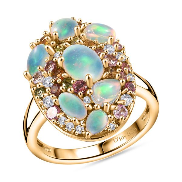 Pebble Bloom - D joy Nat&uuml;rlicher, &auml;thiopischer Welo Opal Ring 925 Silber 750 Gelbgold Vermeil (Gr&ouml;&szlig;e 17.00) ca. 2,43 ct image number 4