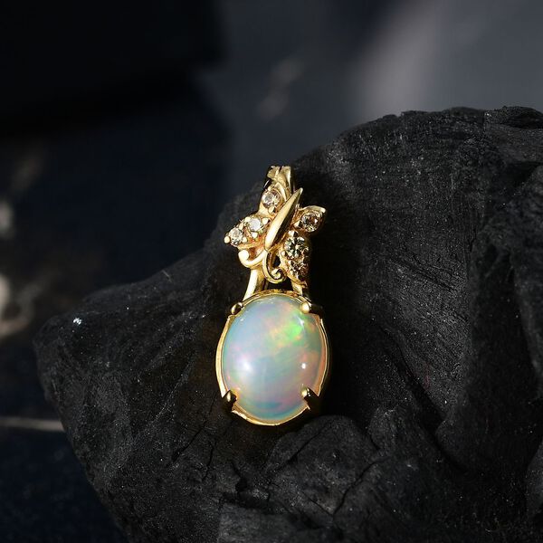 D'Joy AA Natürlicher, äthiopischer Welo Opal und gelber Saphir Anhänger - 1,22 ct. image number 2