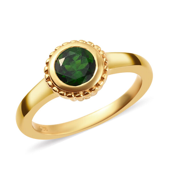 Nat&uuml;rlicher Chromdiopsid Solit&auml;r Ring 925 Silber vergoldet  ca. 0,92 ct image number 4