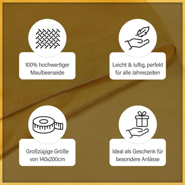 LA MAREY – Chiffon Schal aus Maulbeerseide, Gelb image number 4