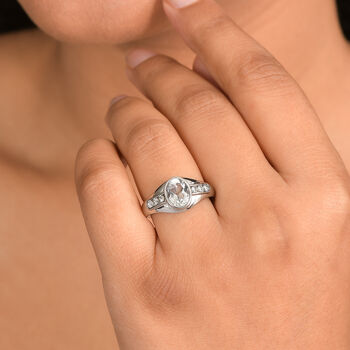 EVER TRUE Wei&szlig;er Topas, Wei&szlig;er Zirkonia Ring 316L Edelstahl (Gr&ouml;&szlig;e 17.00)