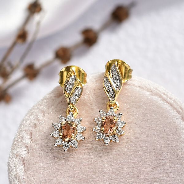 D'Joy AA Andalusit, Weißer Zirkon Ohrringe 925 Silber 750 Gelbgold Vermeil ca. 0,91 ct. image number 1