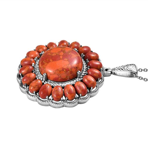 Orange Mohave T&uuml;rkis Anh&auml;nger mit 50cm Kette - 34,30 ct. image number 4