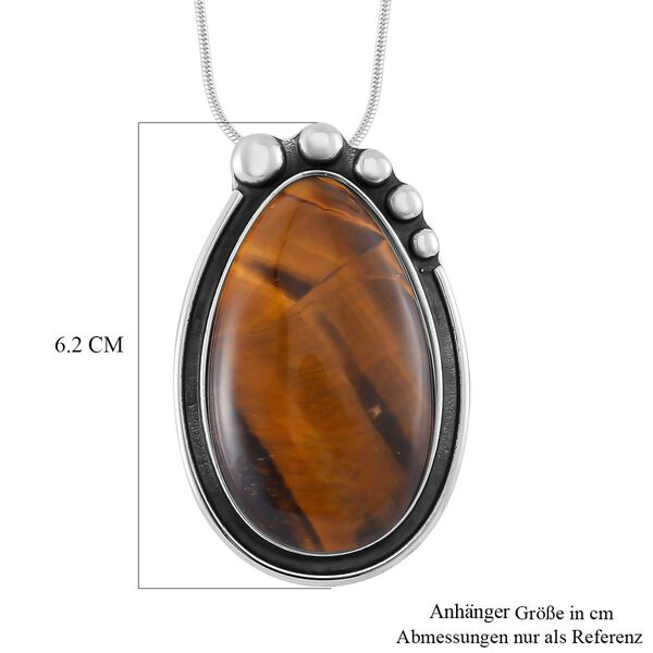 Gelbes Tigerauge Halskette ca. 60 cm + 10 cm Extender, Reiner Edelstahl ca. 50.00 ct image number 3