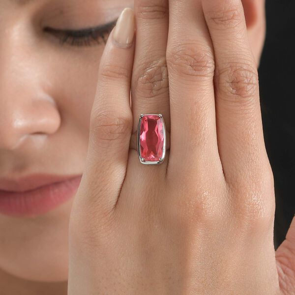 Padparadscha Quarz Triplette Ring Edelstahl (Gr&ouml;&szlig;e 19.00) ca. 5,94 ct image number 3