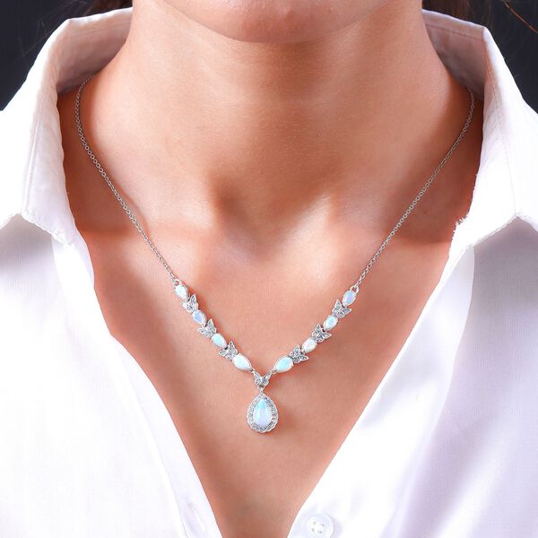 AA Nat&uuml;rliche, &auml;thiopische Welo Opal Halskette, ca. 45 cm, 925 Silber platiniert ca. 2.60 ct image number 2