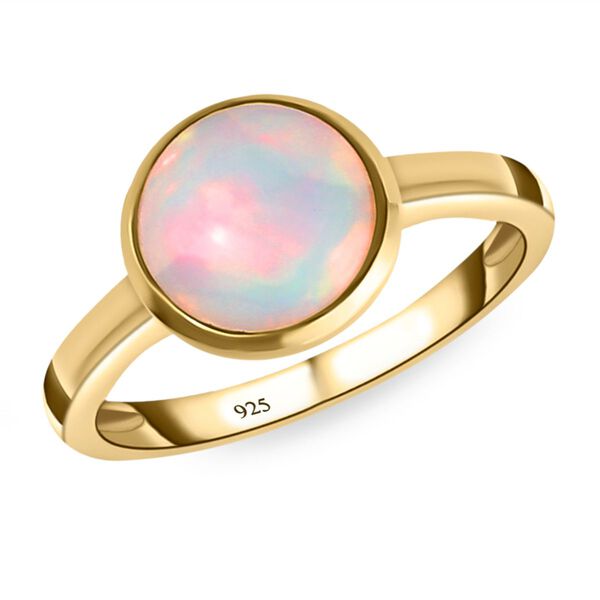 Nat&uuml;rlicher, &auml;thiopischer Welo Opal Ring, 925 Silber Gelbgold Vermeil  ca. 1,30 ct image number 4