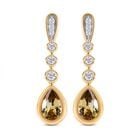Natürliche, goldene Tansanit und weiße Zirkon-Ohrringe, 925 Silber Gelbgold Vermeil ca. 1.50 ct
