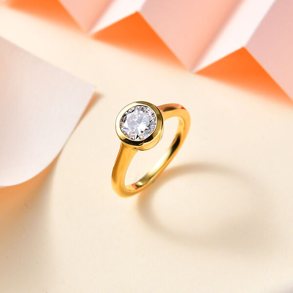 Moissanit Ring, 925 Silber 750 Gelbgold Vermeil - 1,19 ct. image number 2