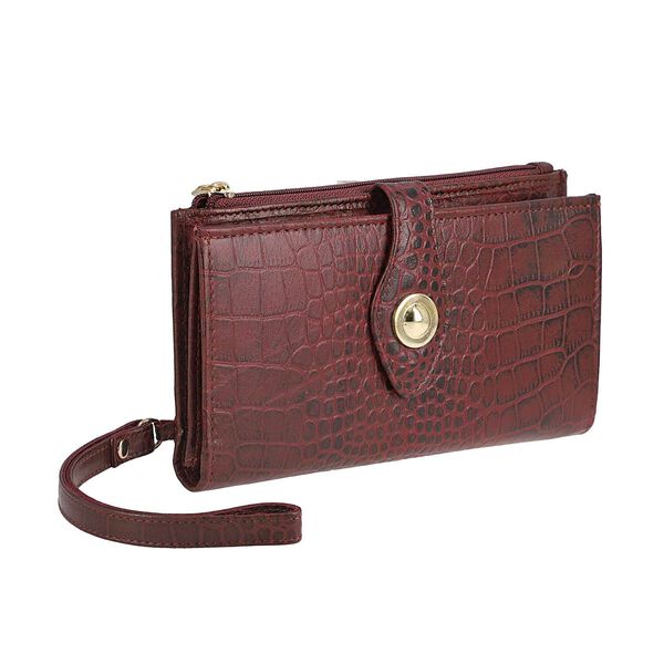 Echtleder Brieftasche mit Kroko-Prägung und RFID-Schutz, weinfarben image number 6