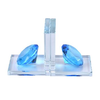 Kristall Buchst&uuml;tzen, Format 10.5x13cm, blau und transparent