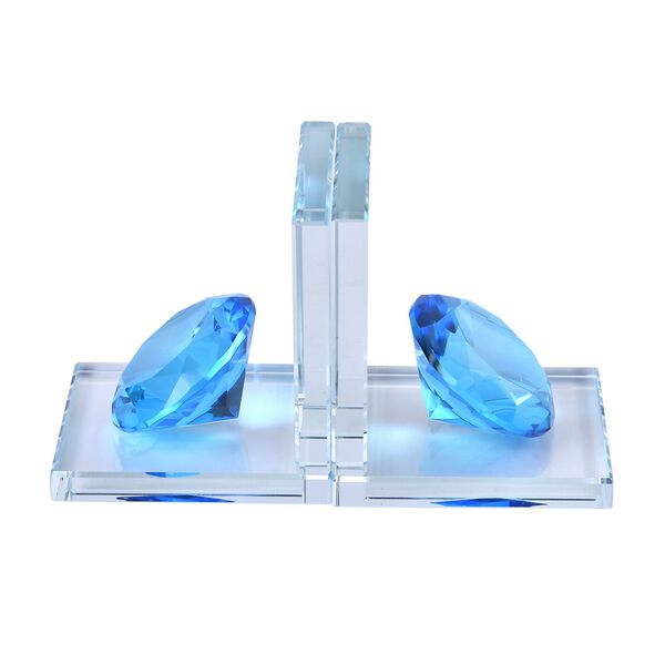 Kristall Buchst&uuml;tzen, Format 10.5x13cm, blau und transparent image number 3