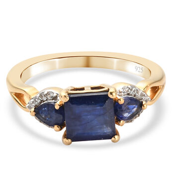 Masoala Saphir (Fissure gef&uuml;llt) Ring 925 Silber vergoldet (Gr&ouml;&szlig;e 16.00) ca. 2,21 ct