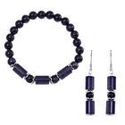 Blauer Sandstein Schmuckset Reiner Edelstahl ca. 136.00 ct