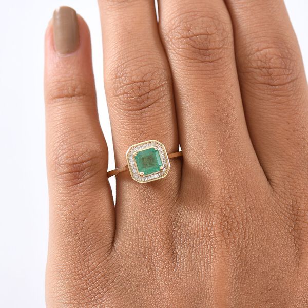 AAA Kagem sambischer Smaragd und Diamant Ring in 585 Gold - 1,36 ct. image number 3