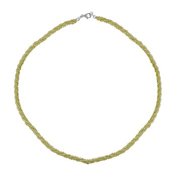 Nat&uuml;rliche Peridot Halskette, ca. 45 cm, 925 Silber ca. 38.75 ct