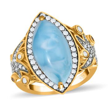 Larimar und Zirkon Cocktail Ring - 6,97 ct.