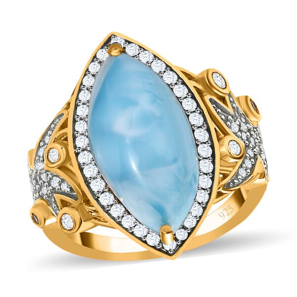 Larimar und Zirkon Cocktail Ring - 6,97 ct. image number 4