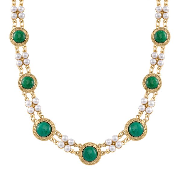 Gr&uuml;ne Achat und Muschelkernperle Halskette, 45cm