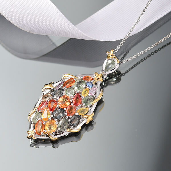 Multi Saphir Anh&auml;nger mit 50cm Kette - 6,71 ct. image number 2