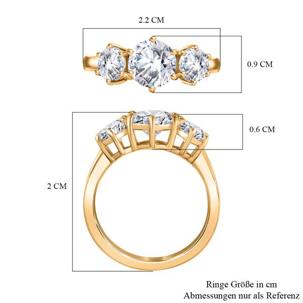 Moissanit Ring, 925 Silber 750 Gelbgold Vermeil - 2,06 ct. image number 13