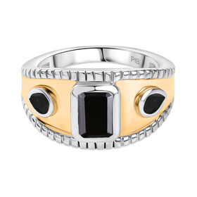 Schwarzer Spinell Ring Messing (Größe 20.00) ca. 1,91 ct