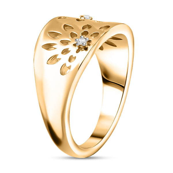 D'Joy Wei&szlig;er Diamant Ring 925 Silber 750 Gelb Vergoldet (Gr&ouml;&szlig;e 18.00) ca. 0,02 ct image number 5