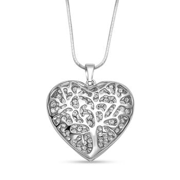 Wei&szlig;er Kristall-Herz-Anh&auml;nger mit Kette - 1,50 ct.